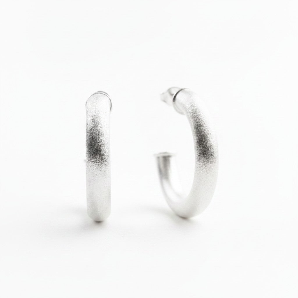 Argollas Tubulares 4cm - Baño de Plata