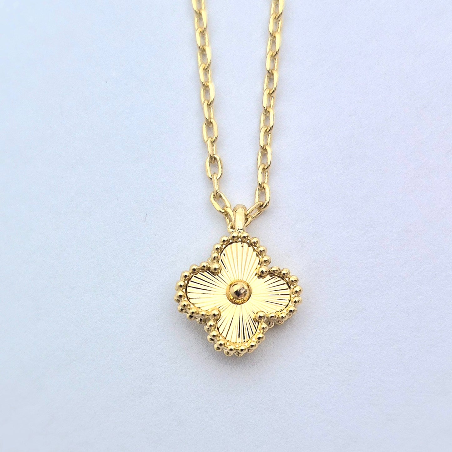 Cadena Sweet Clover Laser – Plata 925, Baño de Oro 18k