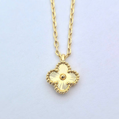 Cadena Sweet Clover Laser – Plata 925, Baño de Oro 18k