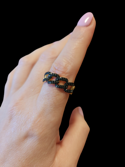 Anillo Cadena Circones Ajustable Negro