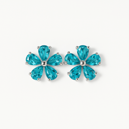 Aros Flores de Circones Turquesa