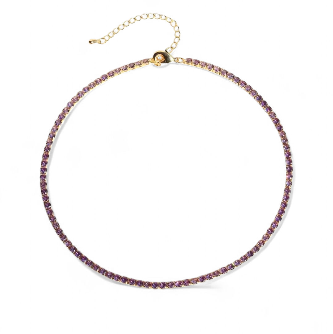 Collar Tennis Ajustable Circonitas Lila 3mm