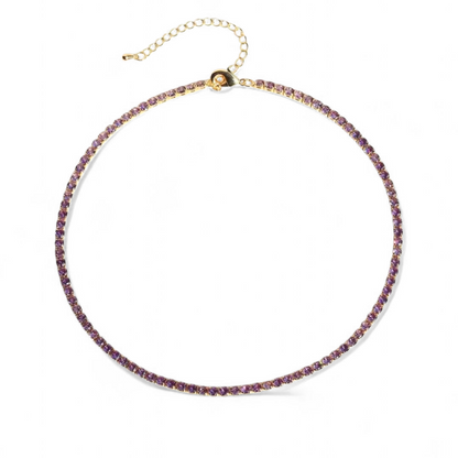 Collar Tennis Ajustable Circonitas Lila 3mm