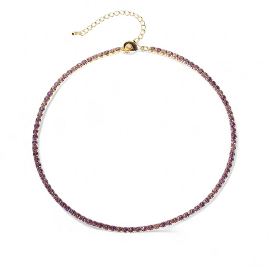 Collar Tennis Ajustable Circonitas Lila 3mm
