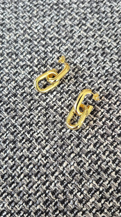 Aros Eslabones Plata 925 – Oro 18k