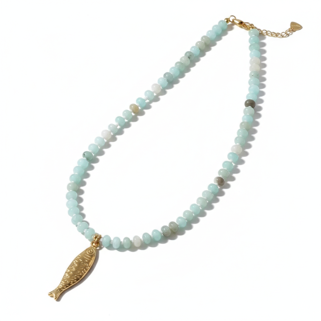 Collar Piedras Naturales - Pescadito Celeste Multi