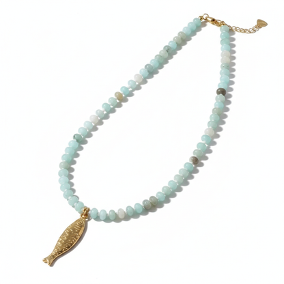 Collar Piedras Naturales - Pescadito Celeste Multi