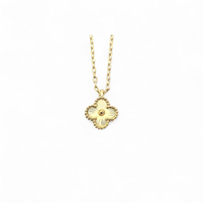 Cadena Sweet Clover Laser – Plata 925, Baño de Oro 18k