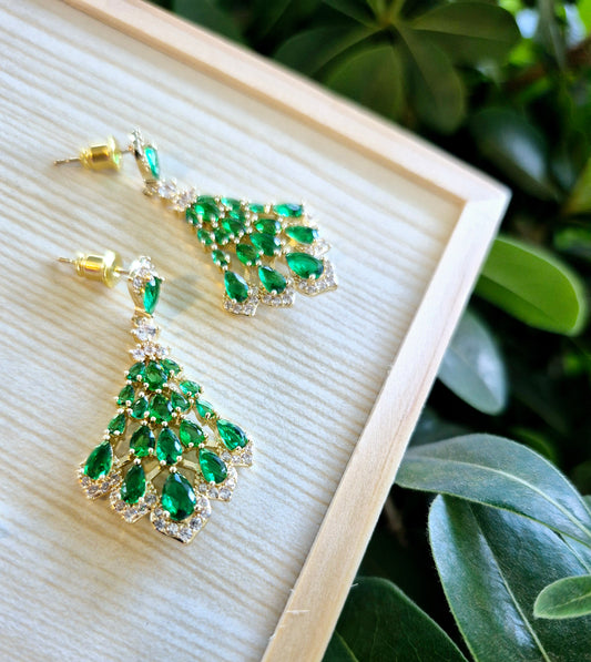 Aros Colgantes de Gota Verde