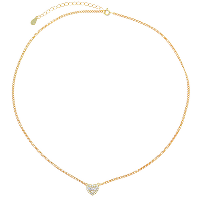 Collar Corazón Brillante – Plata 925 con Baño de Oro 18K