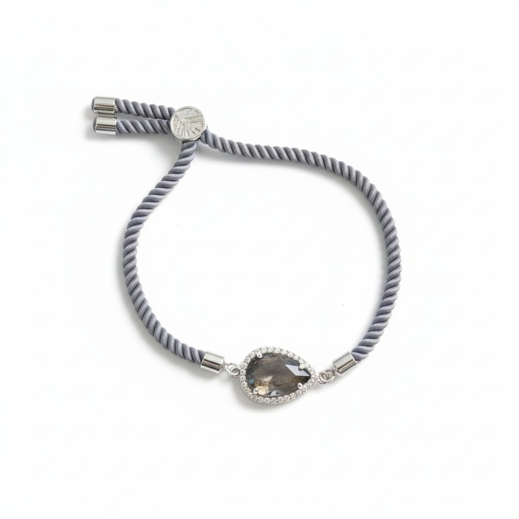 Pulsera Gris Ajustable Piedras Naturales