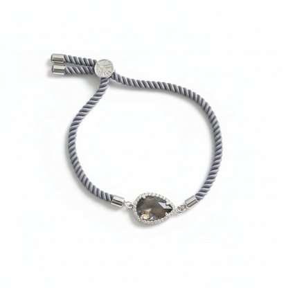 Pulsera Gris Ajustable Piedras Naturales