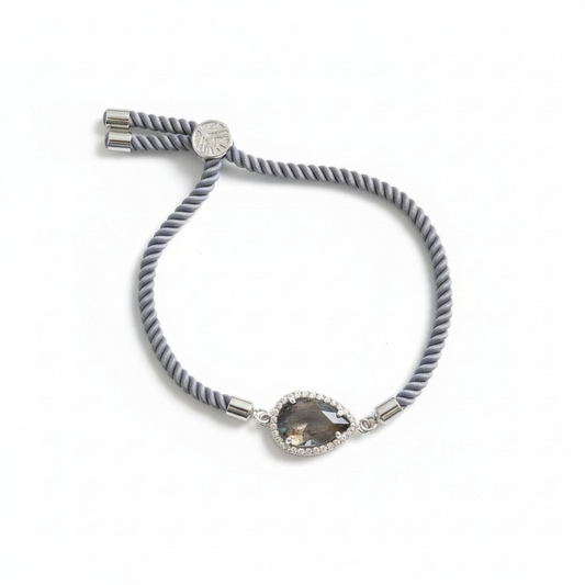 Pulsera Gris Ajustable Piedras Naturales