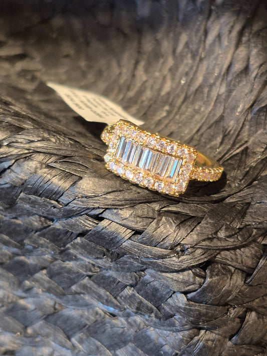 Anillo Halo Rectangular Baguette