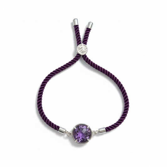 Pulsera Violeta Ajustable Piedras Naturales