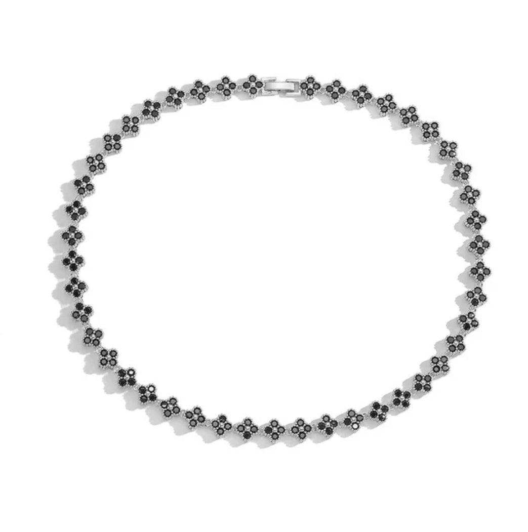 Collar Clover Mini Plateado Negro - Ámbar Joyas