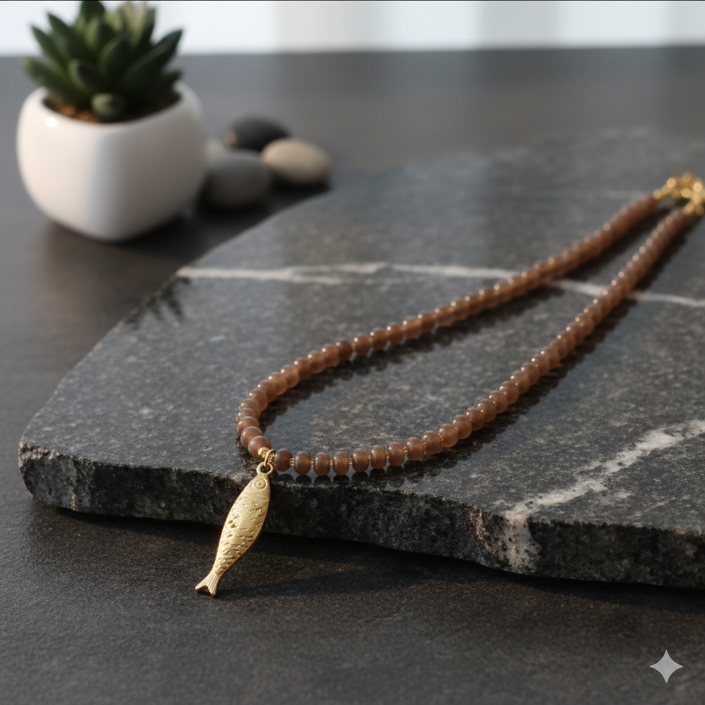 Collar Piedras Naturales - Pescadito Café