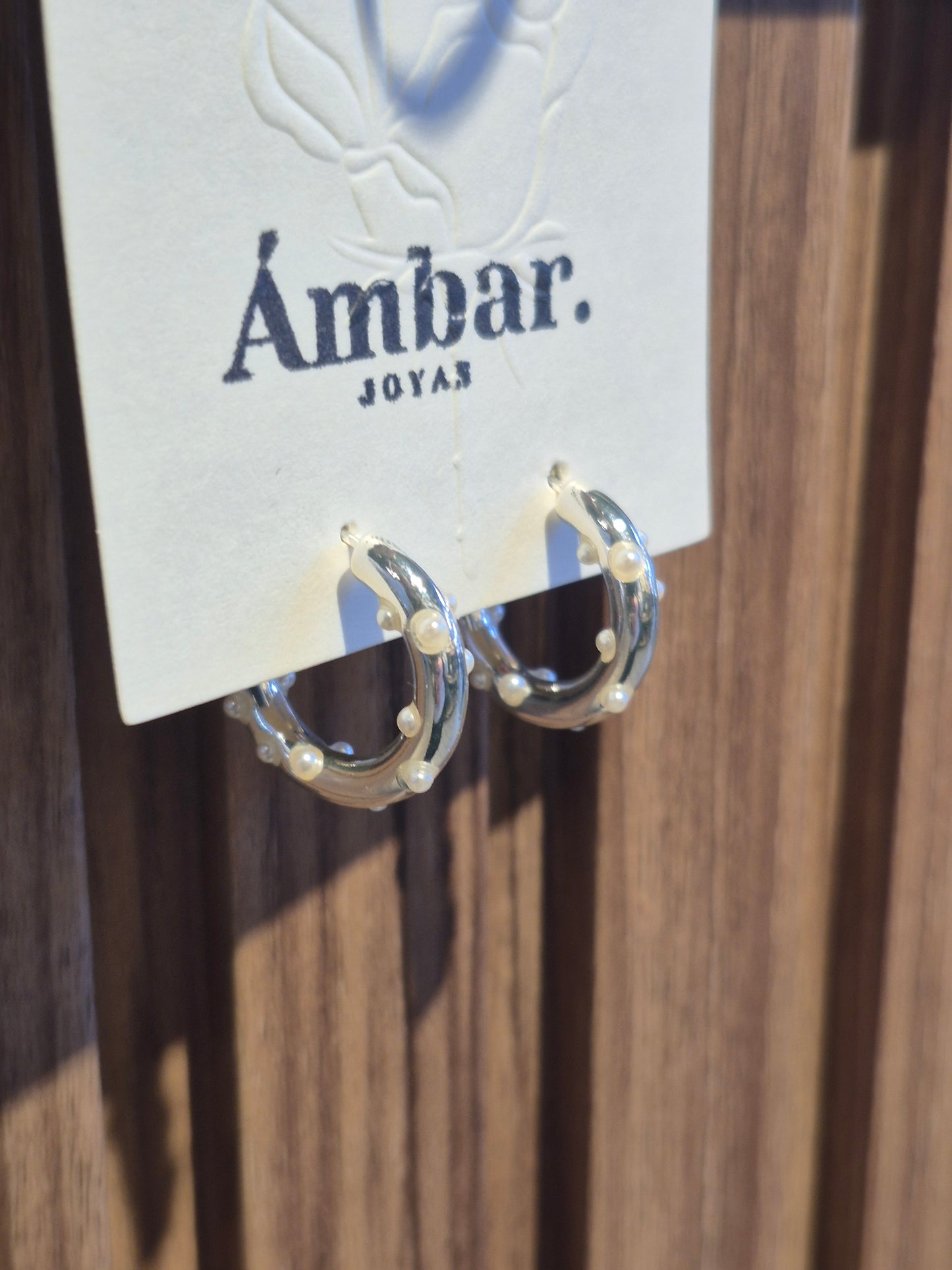 Aros Argollas con Perlas – Baño de Plata
