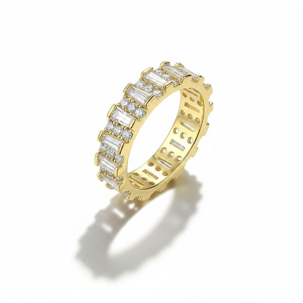 Anillo Eternity Mix Baguette – Baño de Oro 18k - Talla 12