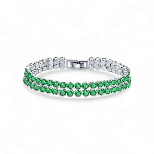 Pulsera Tennis Doble Verde - Ámbar Joyas