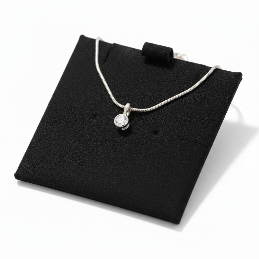 Collar Punto de Luz Bisel - Baño de Rodio