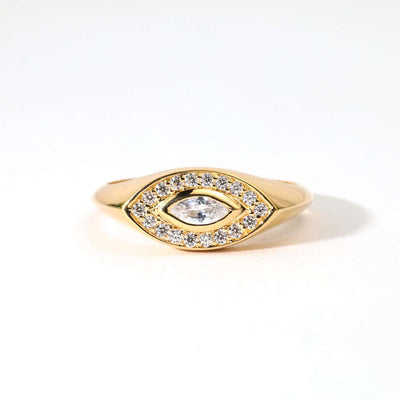 Anillo Ojo Marquise Pavé – Baño de Oro 18k