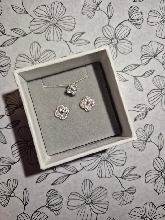 Aros Flor Pavé en Rodio