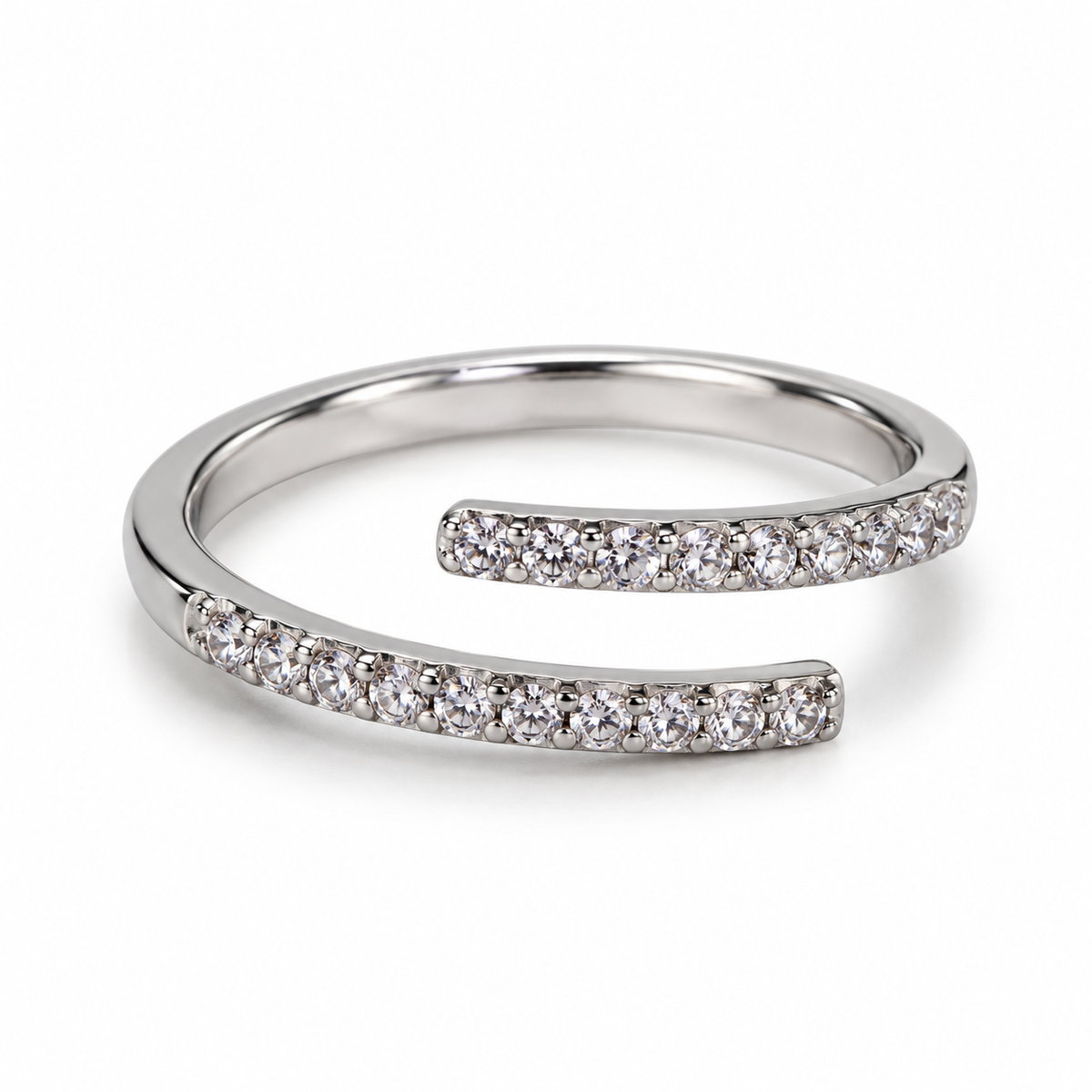 Anillo Abierto Pavé Circones – Baño de Rodio