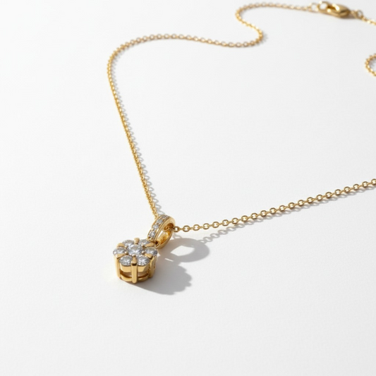 Cadena Ajustable con Dije Flor Cluster - Baño 18k