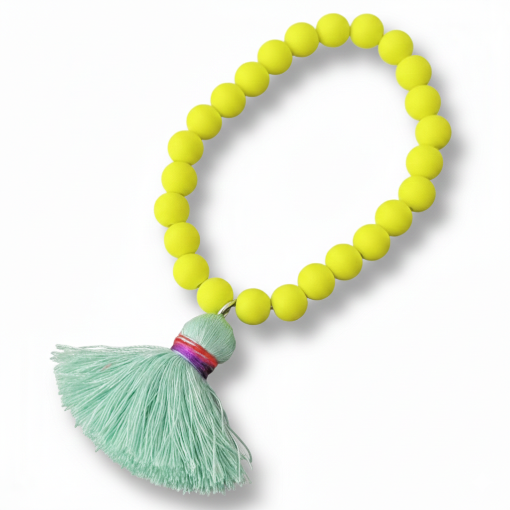 Pulsera Bolas Tassel Amarilla