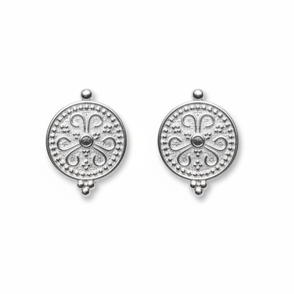 Aros Boton Ornamental - Baño de Plata 925