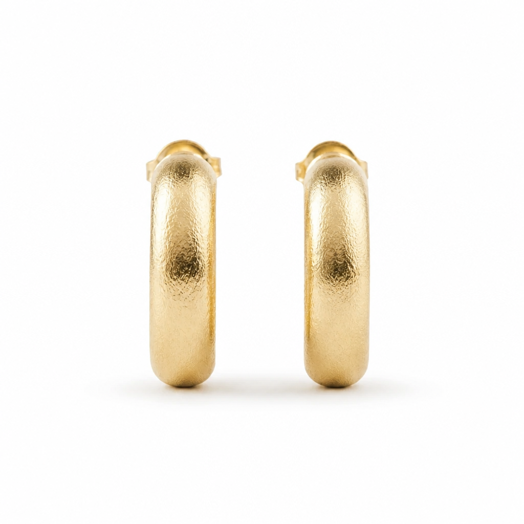 Argollas 2cm Satinadas Chunky - Baño de Oro