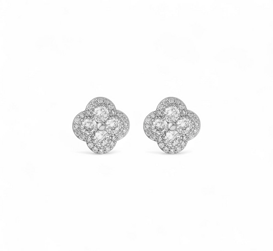 Aros Flor Pavé en Rodio
