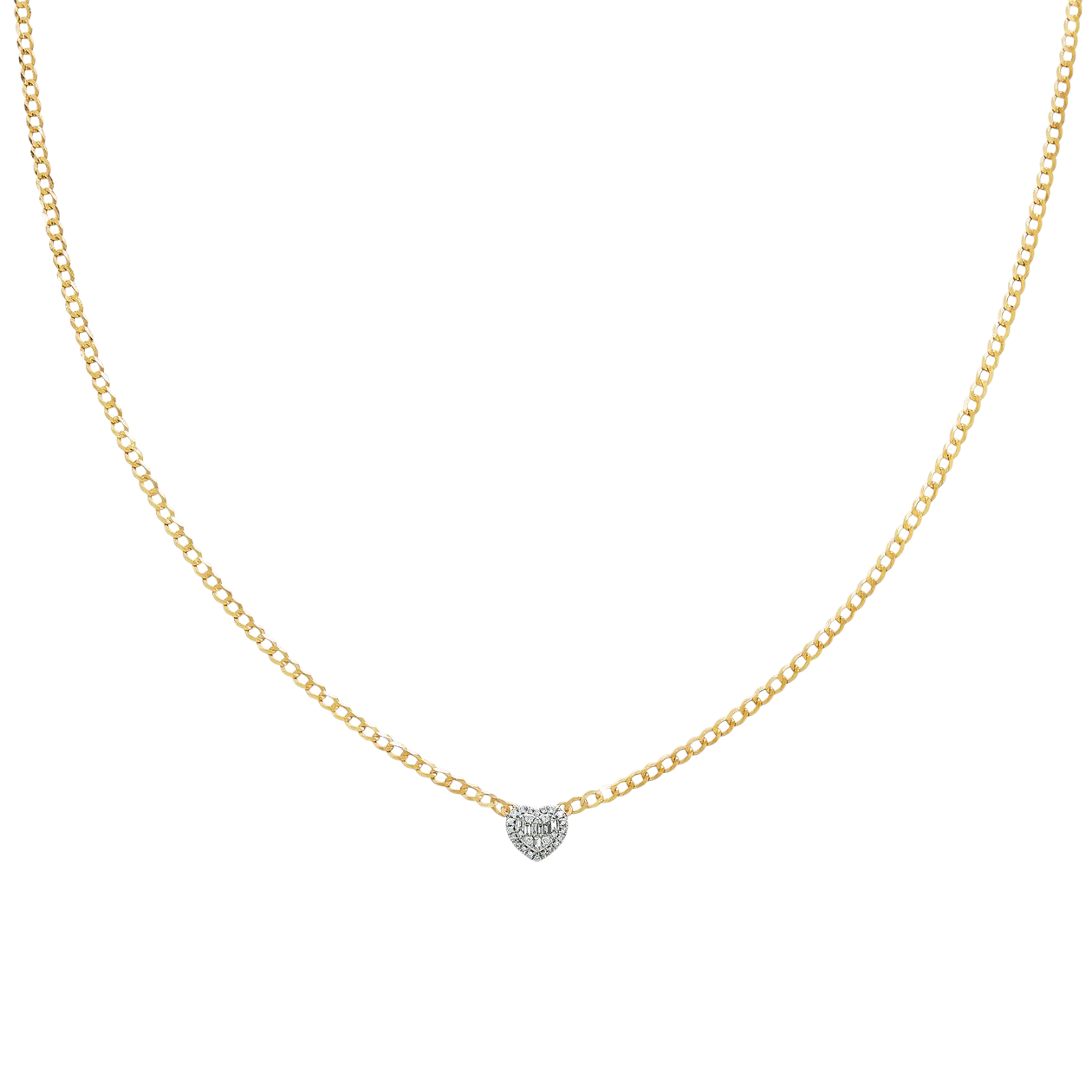 Collar Corazón Brillante – Plata 925 con Baño de Oro 18K
