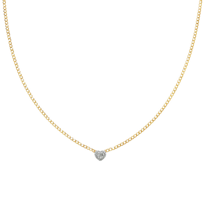 Collar Corazón Brillante – Plata 925 con Baño de Oro 18K