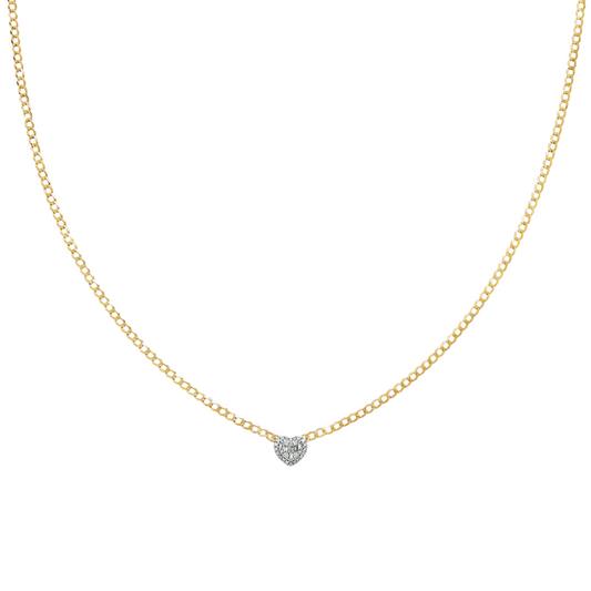 Collar Corazón Brillante – Plata 925 con Baño de Oro 18K