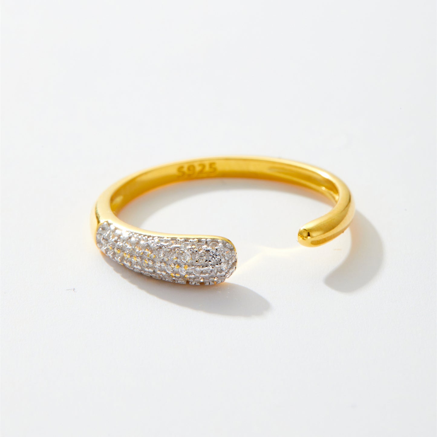 Anillo Ajustable Pavé Plata 925 – Oro 18k