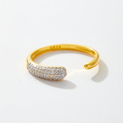 Anillo Ajustable Pavé Plata 925 – Oro 18k