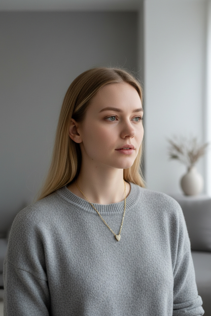 Collar Corazón Pavé - Rodio