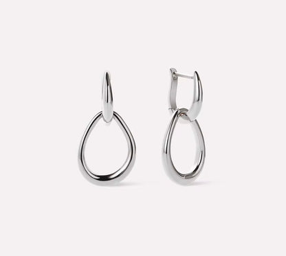 Aros Teardrop Bicolor Plata 925 - Oro 18K
