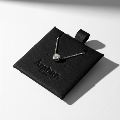 Collar con Dije Corazón Bisel - Baño de Rodio