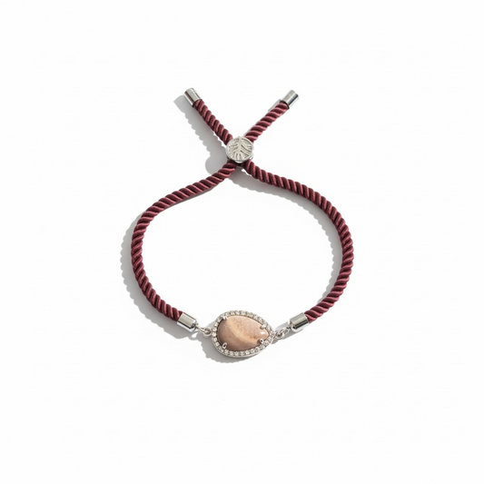Pulsera Burdeo Ajustable Piedras Naturales