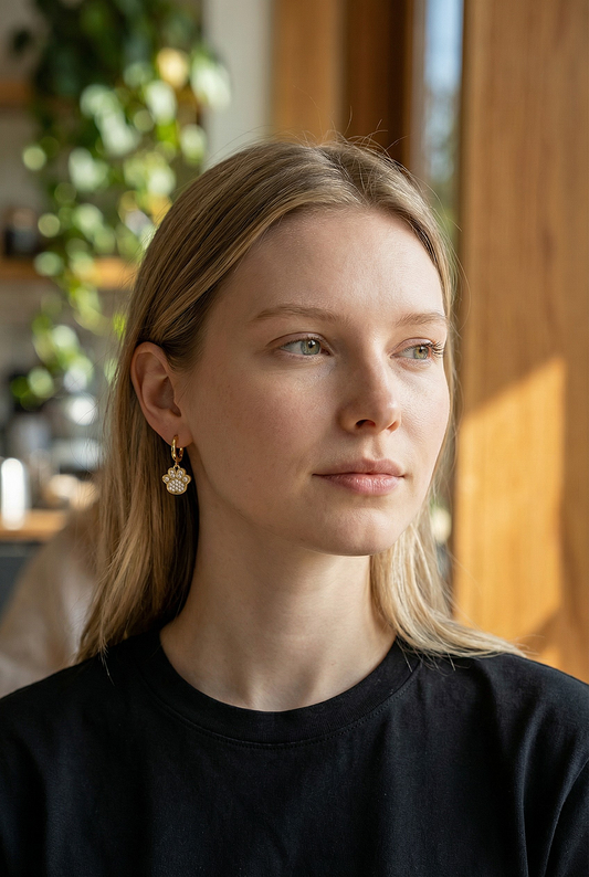 Aros Argollas Huella de Perro - Baño de Oro 18k