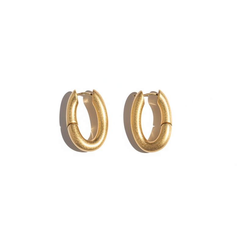 Argollas Ovaladas Twist Satinadas Chunky – Baño de Oro