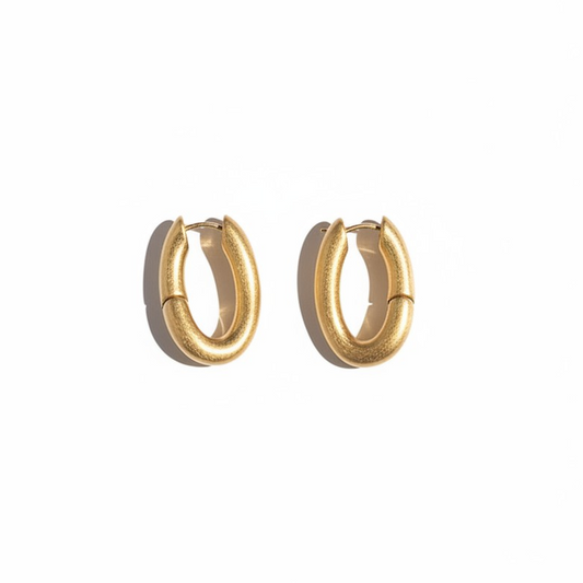 Argollas Ovaladas Twist Satinadas Chunky – Baño de Oro