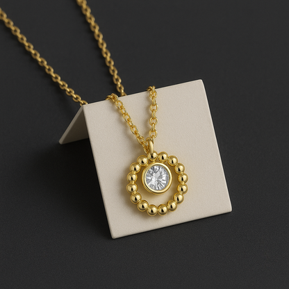 Cadena Halo Moissanita Plata 925