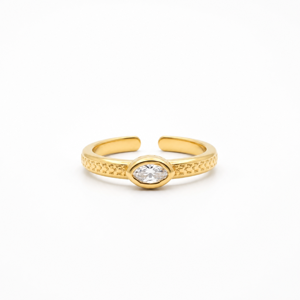 Anillo Ajustable Marquise · Baño de Oro 18k