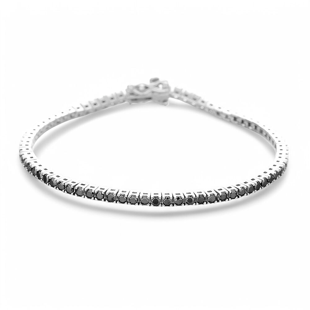 Pulsera Tennis 2mm Negra Plata 925