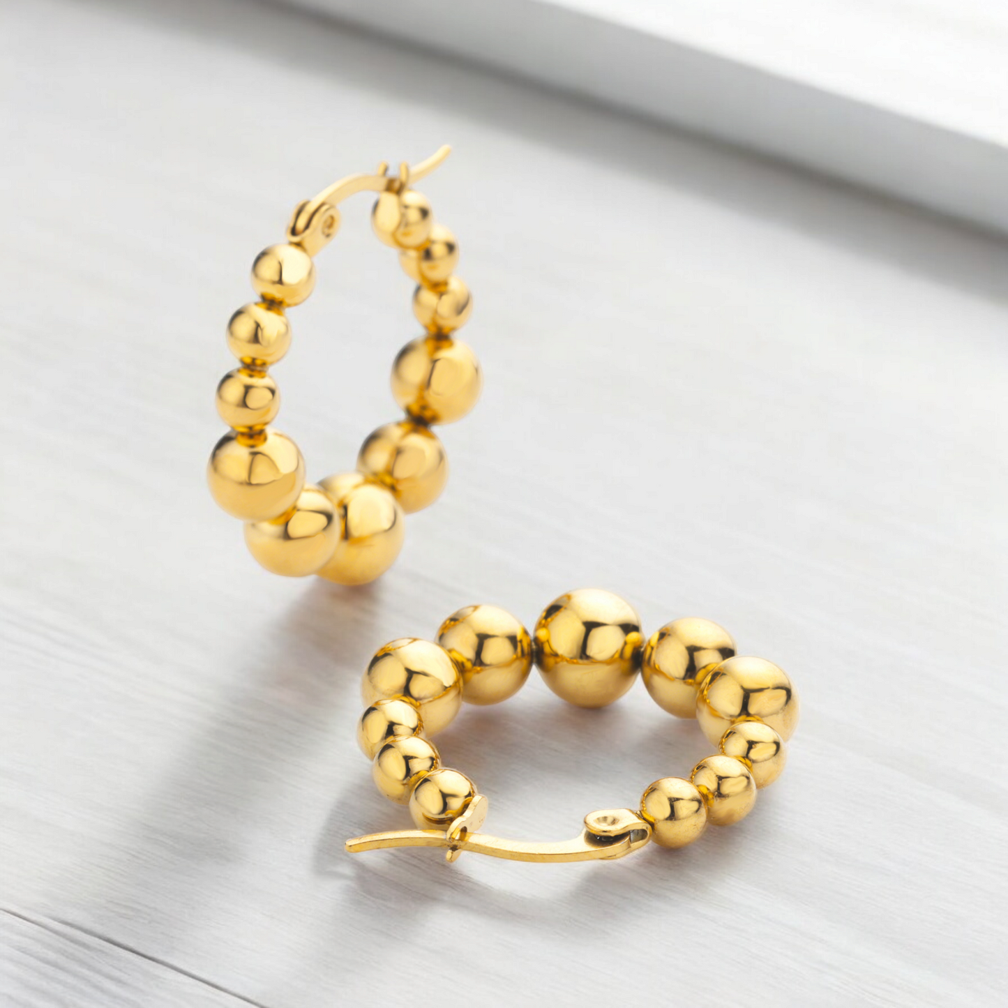 Argollas Big Bubble Acero Dorado - Baño Oro