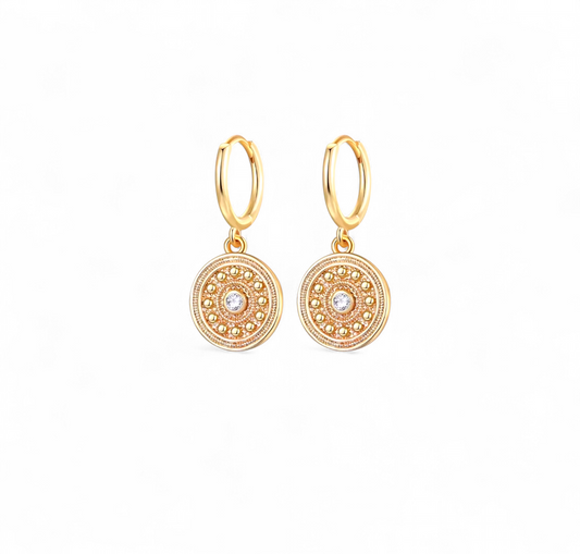 Aros Medalla Punto de Luz - 18k